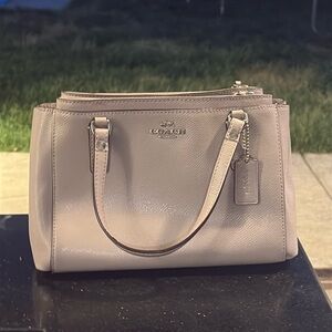 Coach Pebbled Leather Satchel in Pale Pink